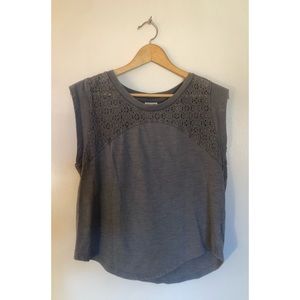 Gray Mossimo Shortsleeve Top with Crochet Detail